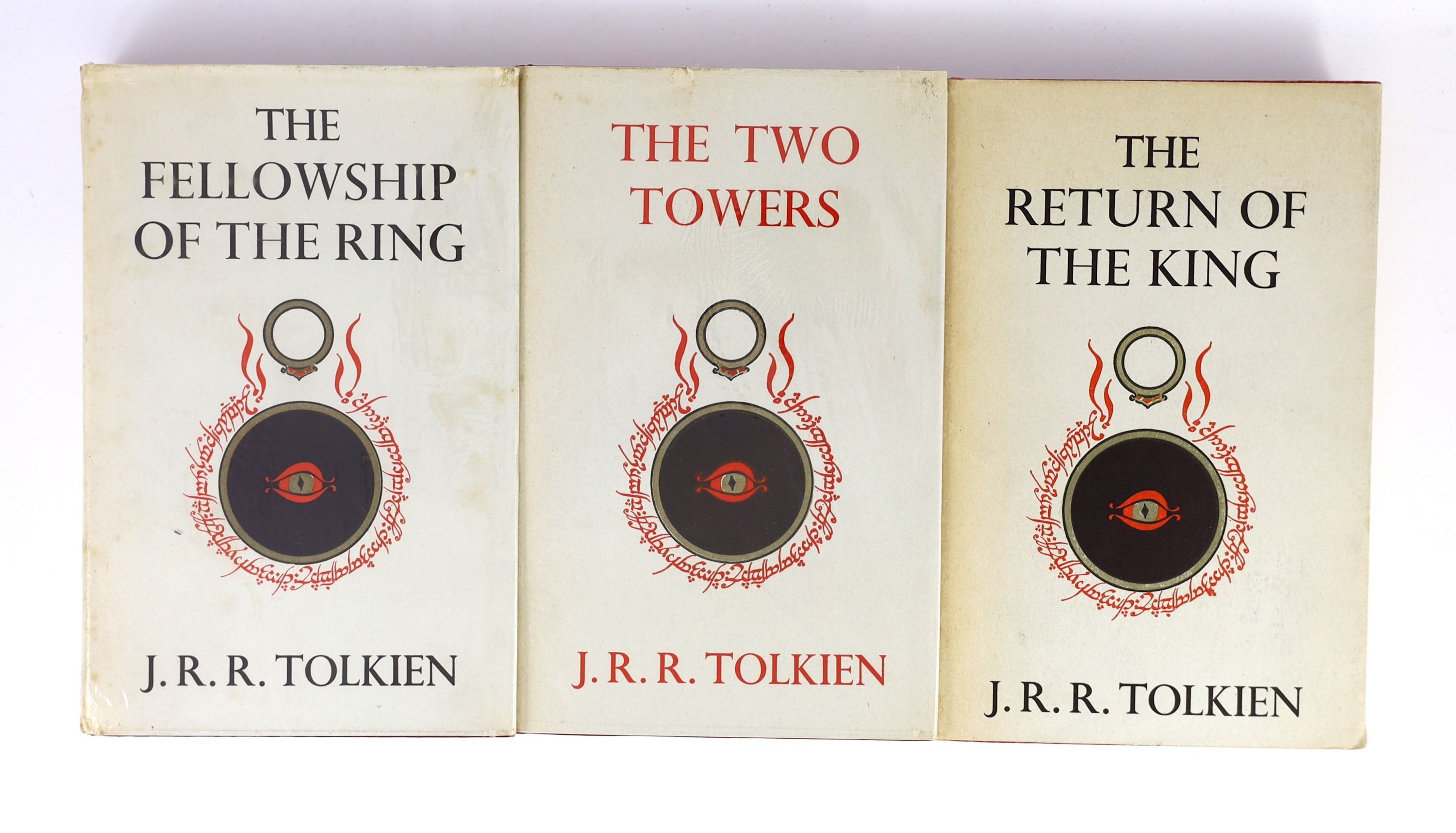 Tolkien, J.R.R - Lord of the Rings - The Fellowship of the Ring, 11th impression, 1961, The Two Towers, 10th impression, 1963 and The Return of the King, 11th impression, 1965, all with unclipped d/j’s, retaining folded